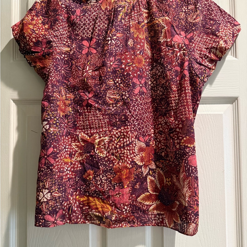 Ulla Johnson Burgundy and Pink Floral Blouse - Picture 3 of 4
